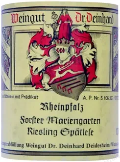 Riesling Deinherd Spatlese Ferster Mariengarten 1981 Dominique Fornage Wine Vin ecole nobilis