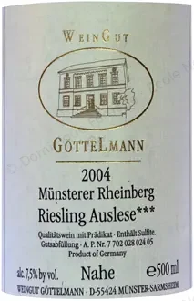 Riesling Gottelmann Auslese Munsterer Rheinberg 2004 Dominique Fornage Wine Vin ecole nobilis